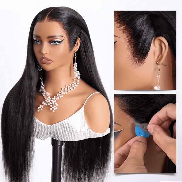 Ashimary Pull Go 13x6 Full Glueless Wig Transparent Lace Front Wig Straight Brazilian Human Hair