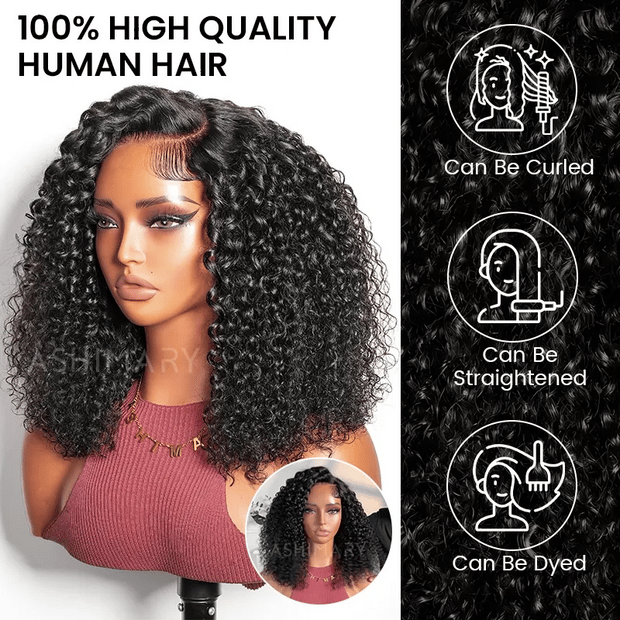 Trendy Short Curly Wig | 4x4 Lace Glueless | Side Part Knotless Pre ...