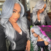 Grey Lace Front Wig Transparent Hd Lace Body Wave Wig Ashimary Human Hair