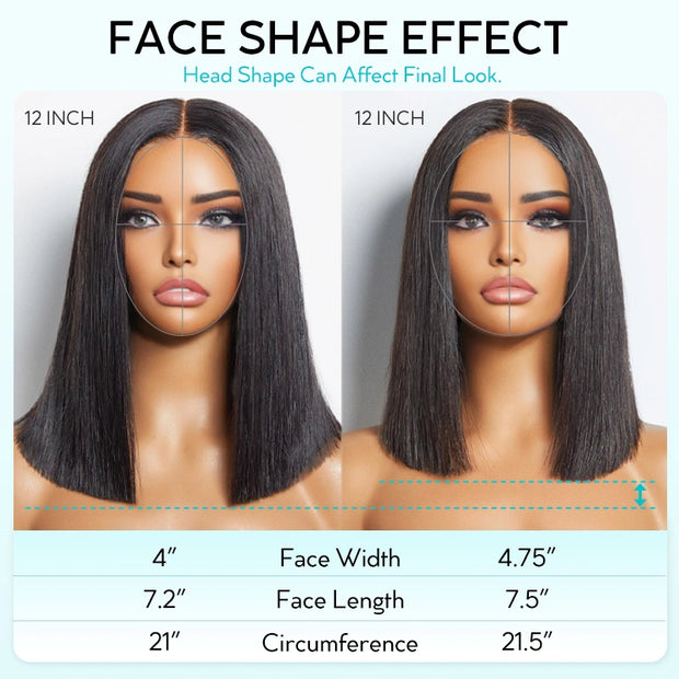 Salt and Pepper Short Bob Wigs Lace Front/ Closure Wigs Straight 10A Human Hair