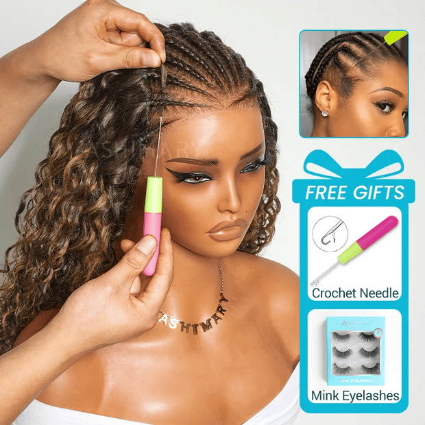 Water Wave Crochet Hair Brown Ombre Machine Made Feather Crochet Human ...