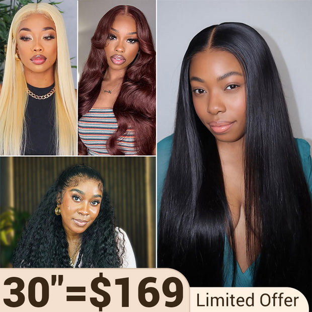 Flash Sale 30" from $169 Lace Front Glueless Wig Long Length Human Hair Wigs