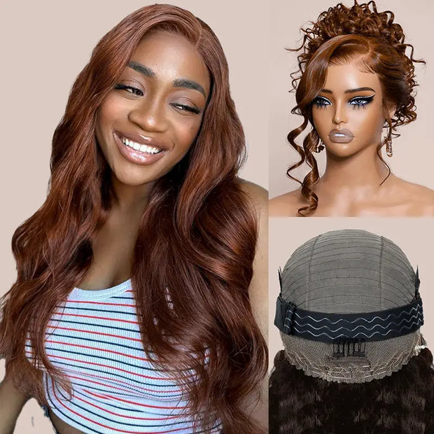 Flash Sale Chocolate Brown Upgrade Invisi-Strap Snug Fit 360 Skin Lace Wig Pre-Cut Lace  & Pre-Bleached Knots Cozy Glueless Wig
