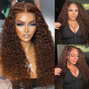 Extra 70% OFF| Chocolate Brown Water Wave Invisi-Strap Snug Fit 360 Skin Lace Wig Pre-Cut Lace  & Pre-Bleached Knots Cozy Glueless Wig Ashimary Human Hair
