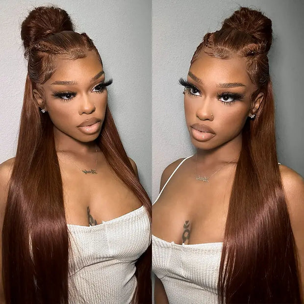 Flash Sale Chocolate Brown Upgrade Invisi-Strap Snug Fit 360 Skin Lace Wig Pre-Cut Lace  & Pre-Bleached Knots Cozy Glueless Wig