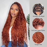 Full Lace Boho Curls Knotless Pre-Braid Long Wig 