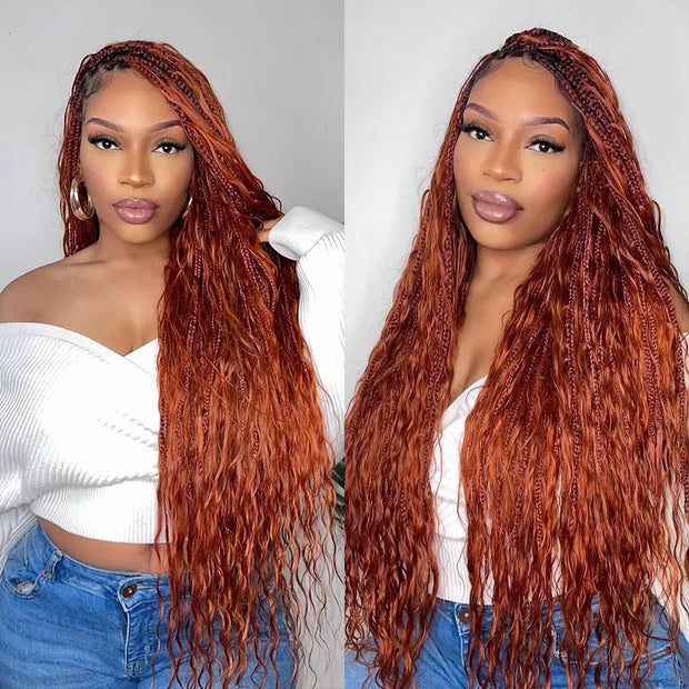 Full Lace Boho Curls Knotless Pre-Braid Long Wig 