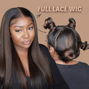 Flash Sale Full Lace Wig Brazilian Human Hair Full Scalp Lace Wigs Natural Color 180% Density