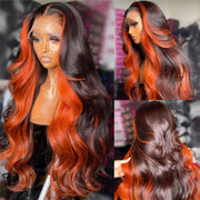 P3/350 Ginger Colored Highlight Body Wave 13x4 13x6 Full Lace Front Wigs Human Hair Ashimary Hair