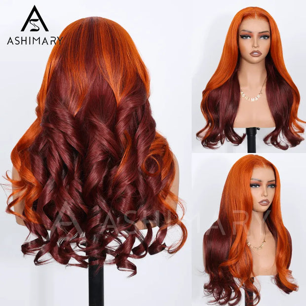 Ginger Brown Ombre Body Wave 6x4.5 Transparent Skin Lace