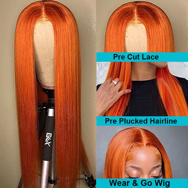 Flash Sale Ginger Color Glueless Lace Clousre Wigs Beginner Friendly