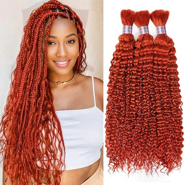 Deep Wave Drak Ginger Bulk Human Hair Extensions