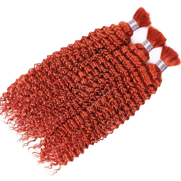 Deep Wave Drak Ginger Bulk Human Hair Extensions