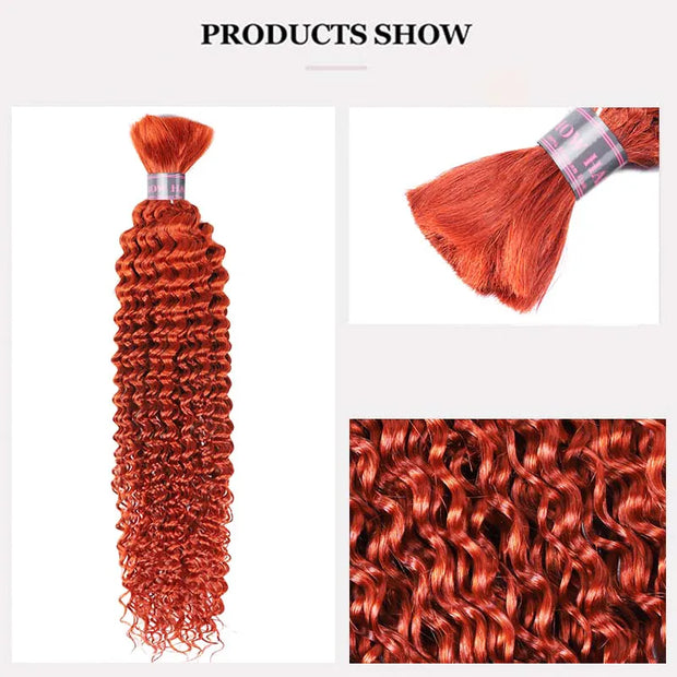 Deep Wave Drak Ginger Bulk Human Hair Extensions