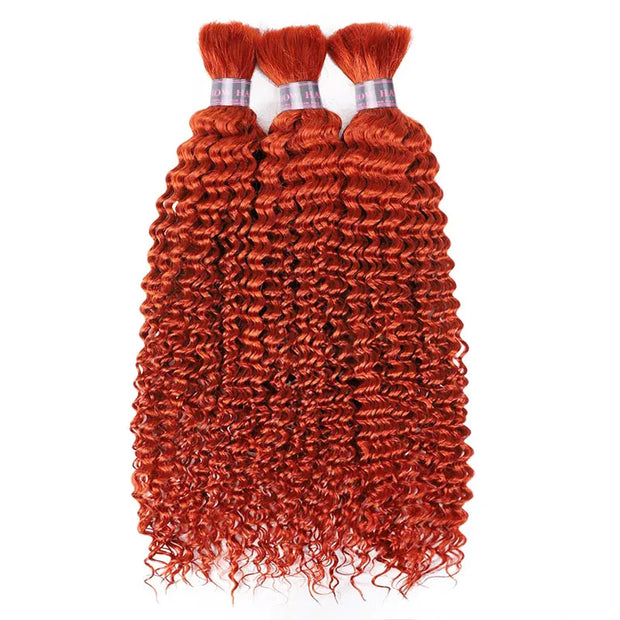 Deep Wave Drak Ginger Bulk Human Hair Extensions