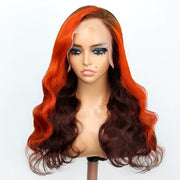 P3/350 Ginger Colored Highlight Body Wave 13x4 13x6 Full Lace Front Wigs Human Hair Ashimary Hair