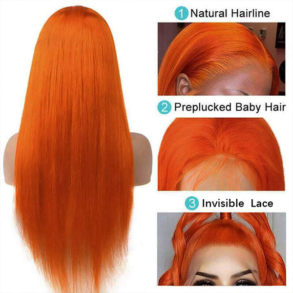 BOGO SALE: $139=16' Ginger Color 13x4 Lace Frontal Wig +Natural Color 10'' Bob Glueless 4x4 Closure Wig