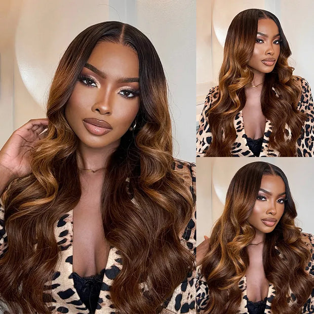 Ombre Ginger on Rich Brown Bocuncy Body Wave
