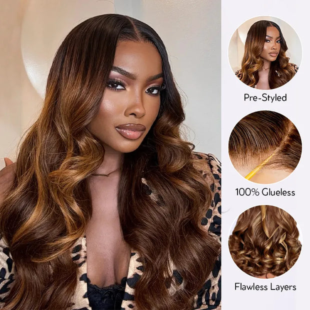 Ombre Ginger on Rich Brown Bocuncy Body Wave