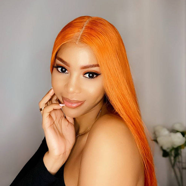 BOGO SALE: $139=16' Ginger Color 13x4 Lace Frontal Wig +Natural Color 10'' Bob Glueless 4x4 Closure Wig