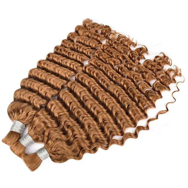 #30 Golden Brown Deep Wave Bulk Human Hair