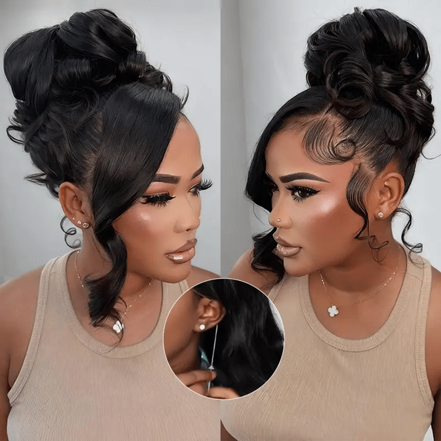 Face Framing Body Wave Invisi Strap Snug Fit 360 Transparent Lace Frontal Bleached  Knots Pre Cut Lace Wig