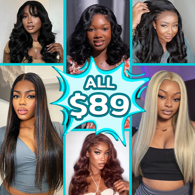 Flash Sale Per Wig $89 Pre-cut Lace Front with Invisi Strap Human Hair Wig Lace Frontal Colored Wigs
