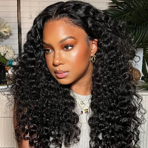 Flash Sale 18inch Lace Frontal Wig Mixed Texture 100% Human Hair Glueless Wig