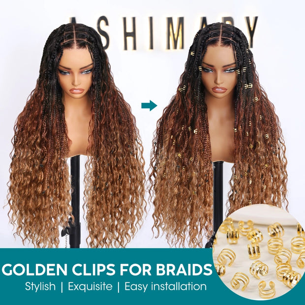 Invisi Strap Full Lace Knotless Boho Curls Braided Long Wig Pre-braid Lightweight Super Natural Scalp