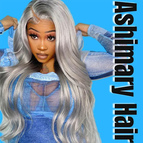 Grey Lace Front Wig Transparent Hd Lace Body Wave Wig Ashimary Human Hair