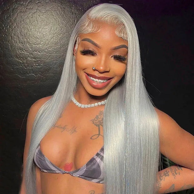 Grey Color Wig Straight Human Hair Wig