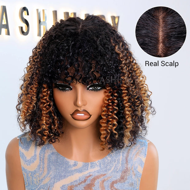 3x1 Scalp Illusion Wig with Natural Curly Bangs