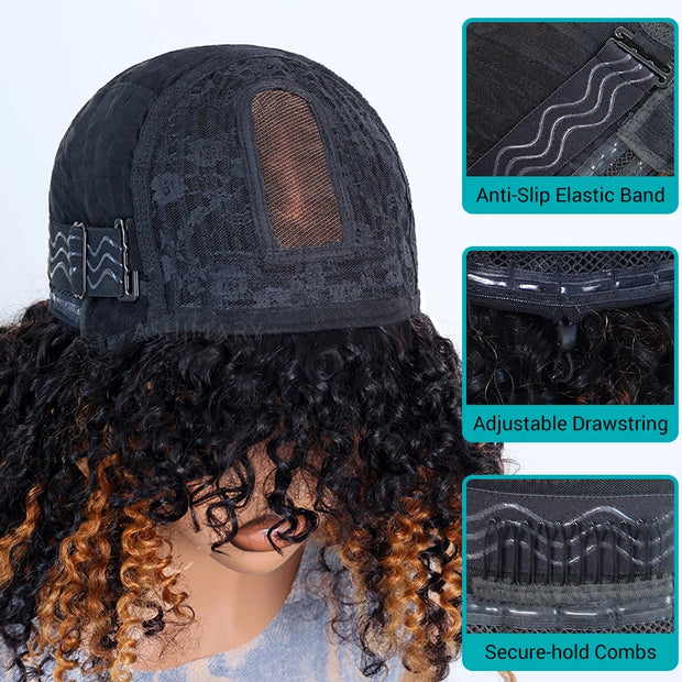 3x1 Scalp Illusion Wig with Natural Curly Bangs