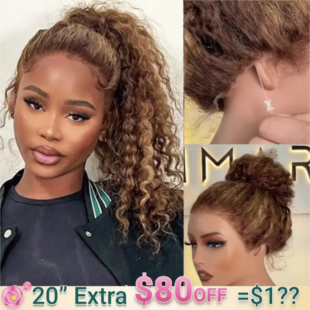 Water Wave Highlight Ombre Color Invisi Strap Snug Fit 360 Skin Lace Frontal Wig