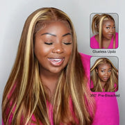 Pre-Everything Brown Highlights Straight 360 Lace Frontal Wig