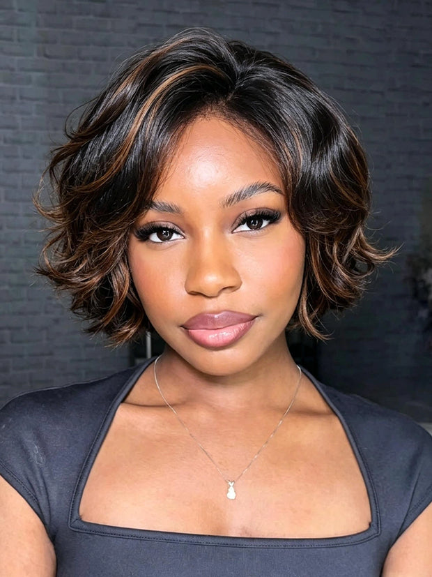 100% Human Hair Wavy Bob Wig Glueless Lightweight Daily Wear 09-bob-7-1.jpg main image 3