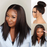 Brown Highlight on Black Hair Glueless 360 Transparent Lace Frontal Human Hair Wig