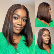 Highlight Yaki Straight Bob 13x4 Lace Frontal  Pre Everthing 6x4.5 / 4x4 Lace Clsoure Human Hair Wig