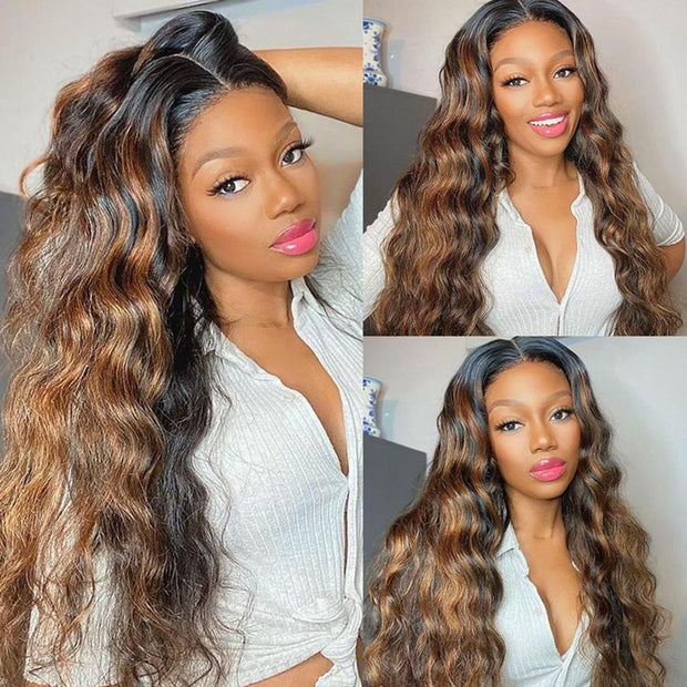 Natural Black & Highlight Body Wave Wigs 4x4/13x4/13x6 Lace Human Hair Wigs