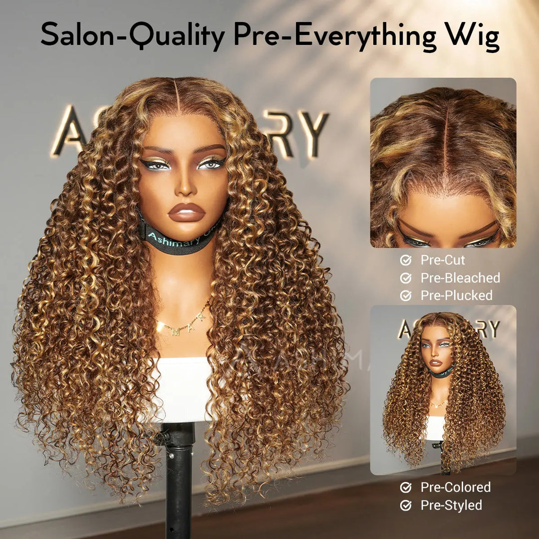 Ashimary 13x6 full lace blonde highlights on black hair wig  display picture 3
