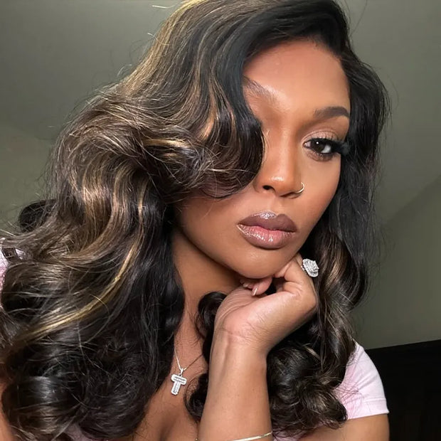 Honey Brown Highlight Pre-Styled Bouncy Body Wave 