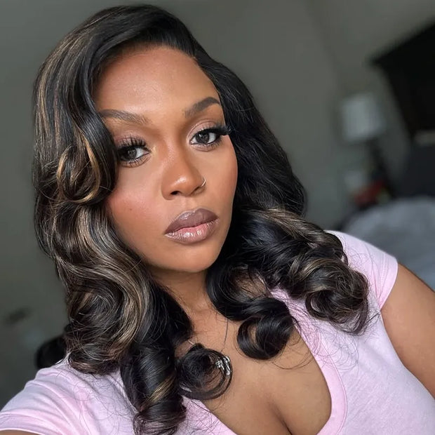Honey Brown Highlight Pre-Styled Bouncy Body Wave 