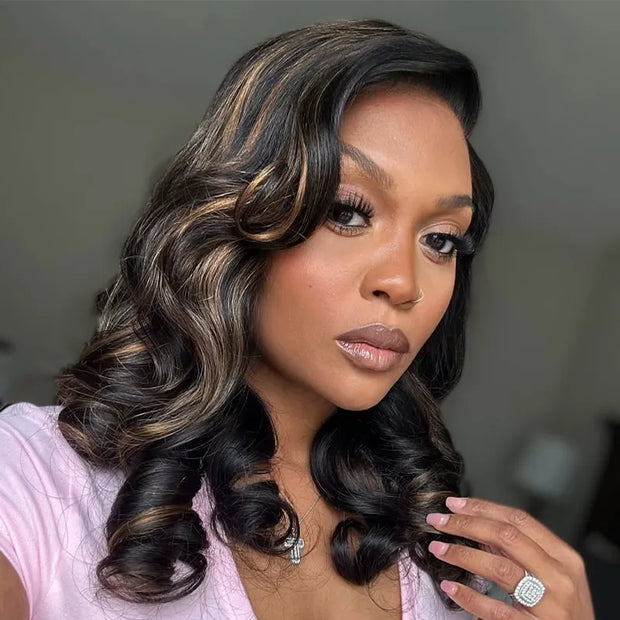 Honey Brown Highlight Pre-Styled Bouncy Body Wave 