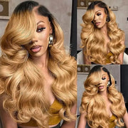 T1b/27 Ombre Honey Blonde Color Body Wave 13*4 13*6 Lace Front Pre-plucked Human Hair Wigs