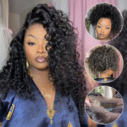 Flash Sale Invisi Strap 360 Glueless Lace Wig Wavy & Curly Human Hair Pre Cut Lace Wig