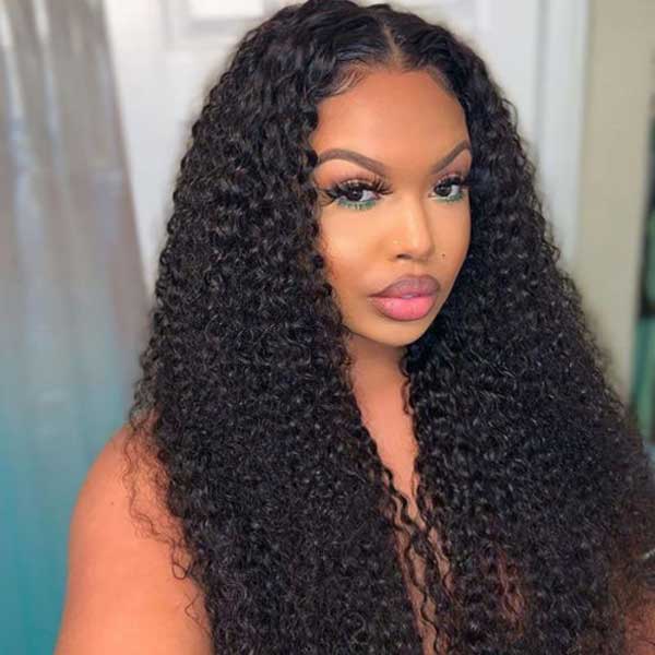 Glueless Kinky Curly Invisible HD Transparent Lace Closure Wigs