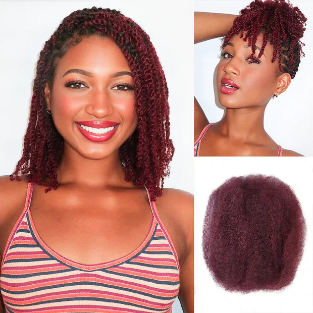 Afro Kinky Bulk Hair Extensions For Knotless Braids Human Hair Natural Black