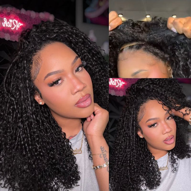 4C Edge Hairline 3.0 Half Wig with Drawstring Kinky Curly Ready To Go Wig 3 in 1 Half Wig Human Hair Affordable Wig