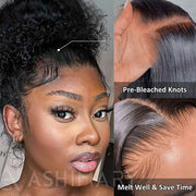 Kinky Curly Invisi-Strap? Snug Fit 360 Transparent Lace Frontal Bleached Knots Pre Cut Wig