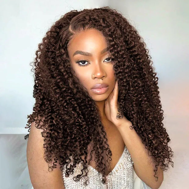 Kinky Curly Chocolate Brown Invisi Strap 360 Lace Wig 